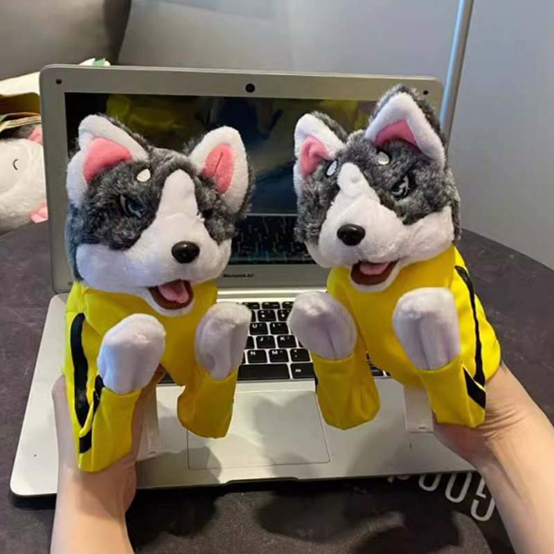 Criança kung fu husky luvas br - Interactive Squeaky Plush Dog Toy avaliação e preço